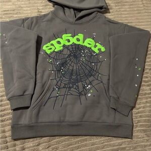 Gray and green spider hoodie